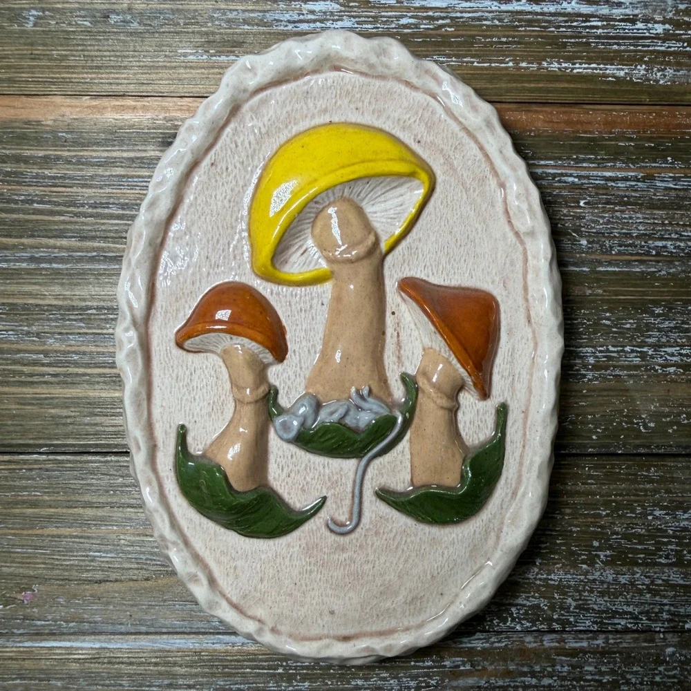 Vintage Mushroom Gallery Wall Decor Cottagecore Boho Whimsical 1970s Kitsch